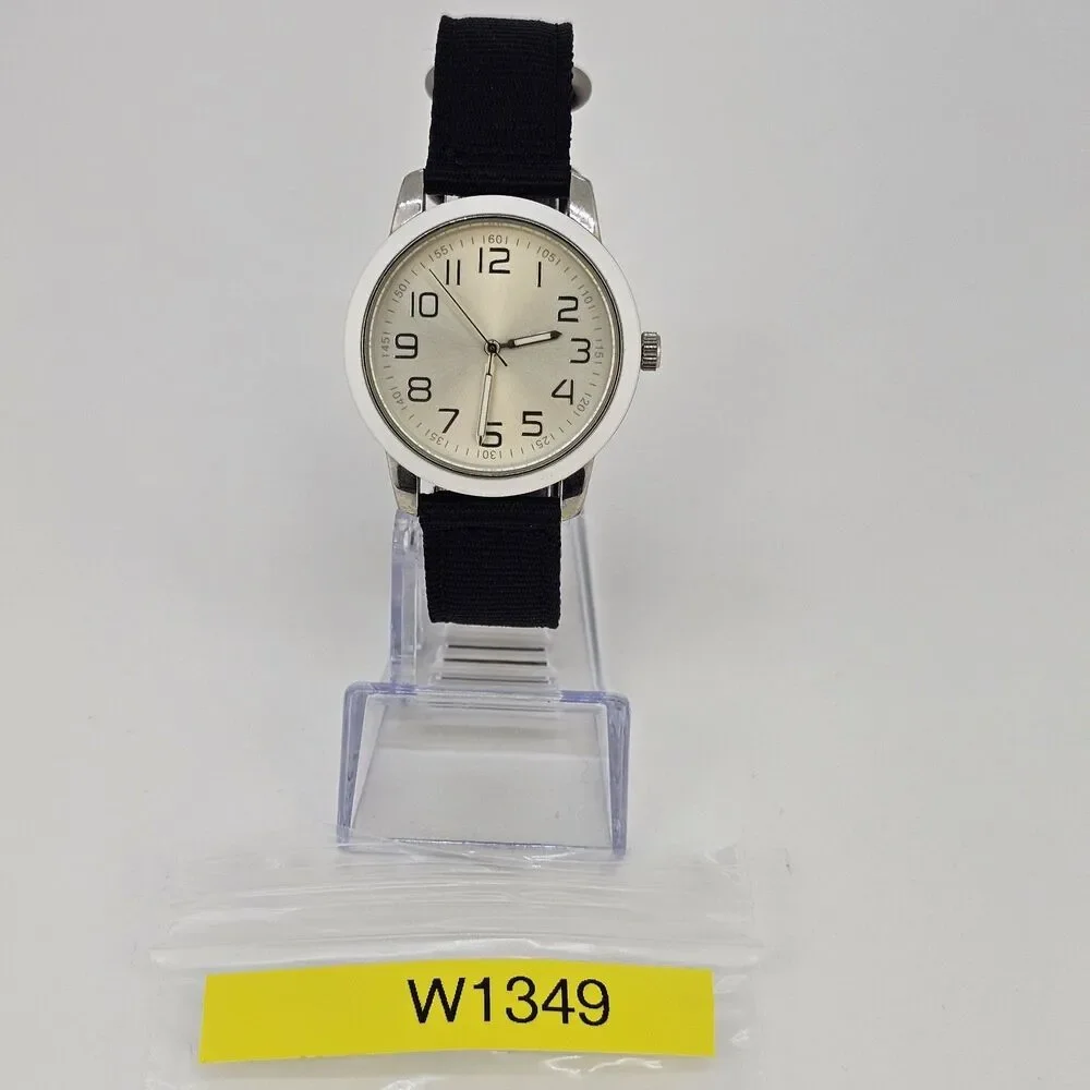 Men's‎ Watch 38MM Light Gold Dial New Black Canvas Bands New Battery